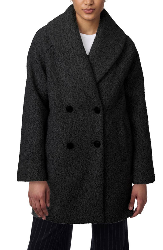 Shawl Collar Double Breasted Faux Shearling Coat