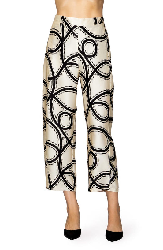 Printed Ankle Barrel Leg Pants