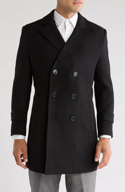 Double Breasted Wool Blend Pea Coat