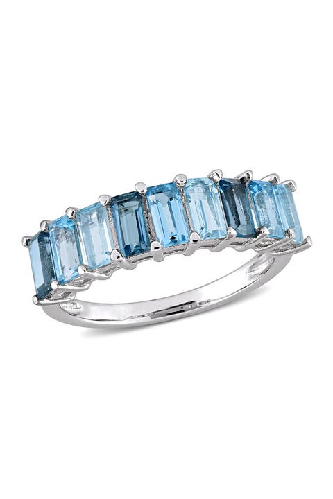 Anillo Baguette Topacio Azul