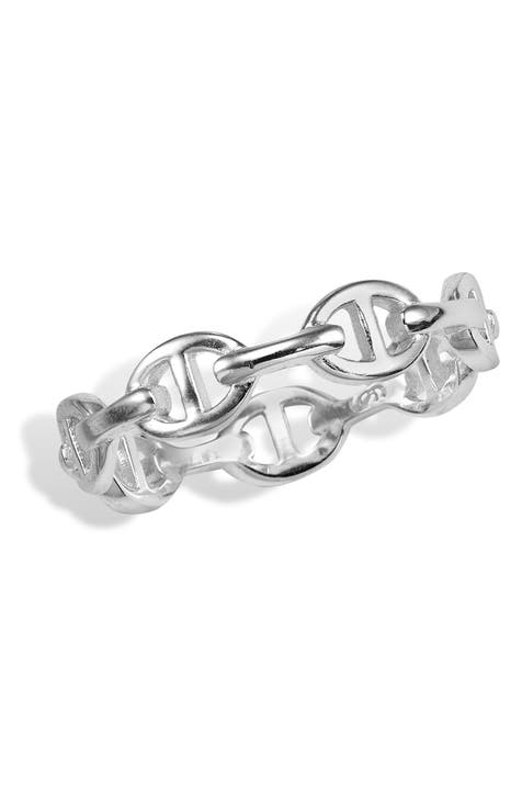 Anillo con cadena marinera de plata de ley vermeil