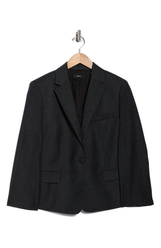 Slim Fit Notch Lapel Virgin Wool Blazer