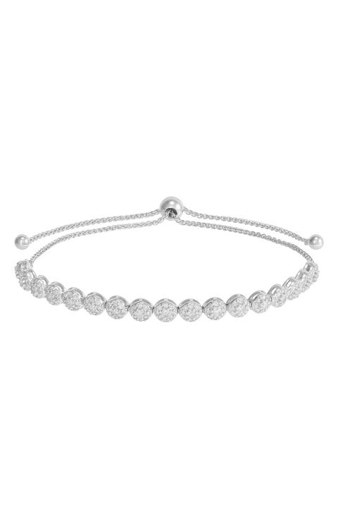 10K White Gold Pavé Diamond Slider Bracelet