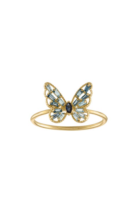 Anillo Mariposa Zafiro y Topacio Azul de Londres