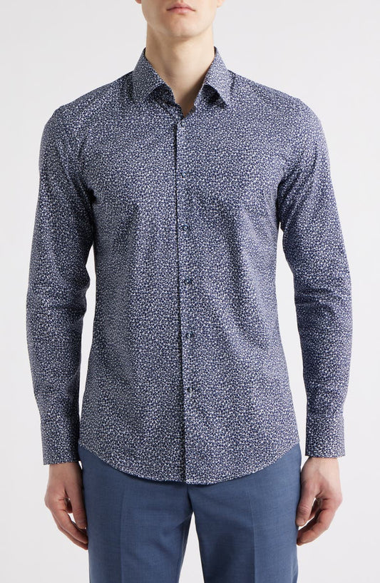 Hank Kent Slim Fit Floral Stretch Cotton Dress Shirt