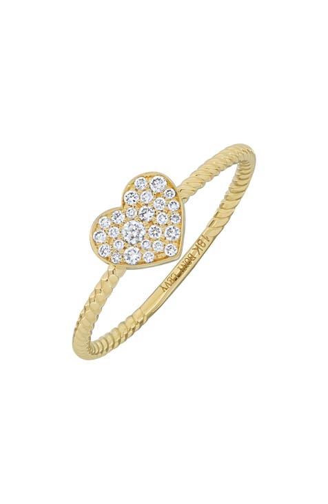 Anillo apilable Mika Pavé Corazón Diamante - 0,13ct. (Exclusivo Nordstrom)
