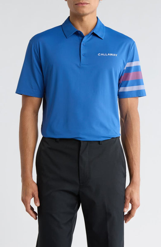 Triple Stripe Track Sleeve Golf Polo
