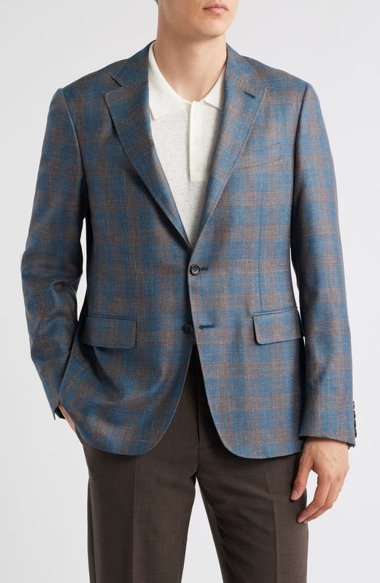 Kei Trim Fit Plaid Wool Sport Coat