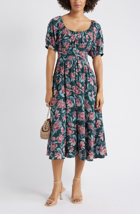 Floral Fit & Flare Midi Dress