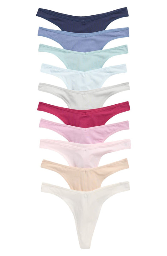 Assorted 10-Pack Stretch Cotton Thongs