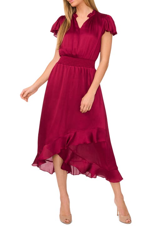 Vestido midi con mangas onduladas