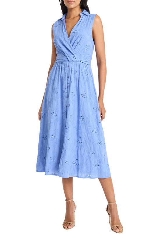 Front Twist Cotton Eyelet Shirtdress
