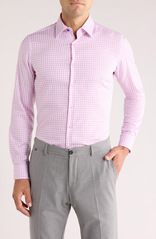 Slim Fit Gingham Dress Shirt (Regular & Big)