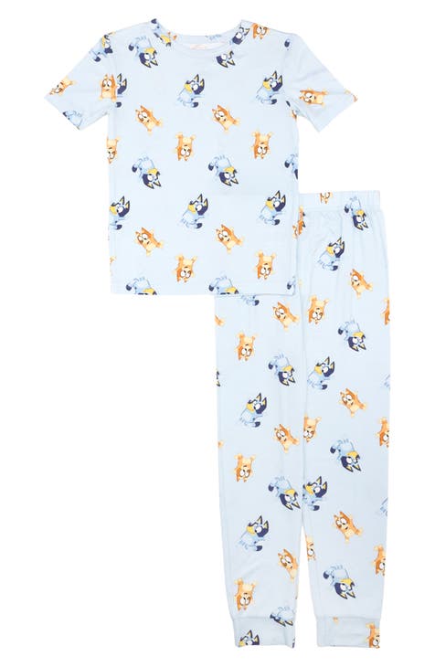 Pijama de manga corta azul para niños (niño pequeño)