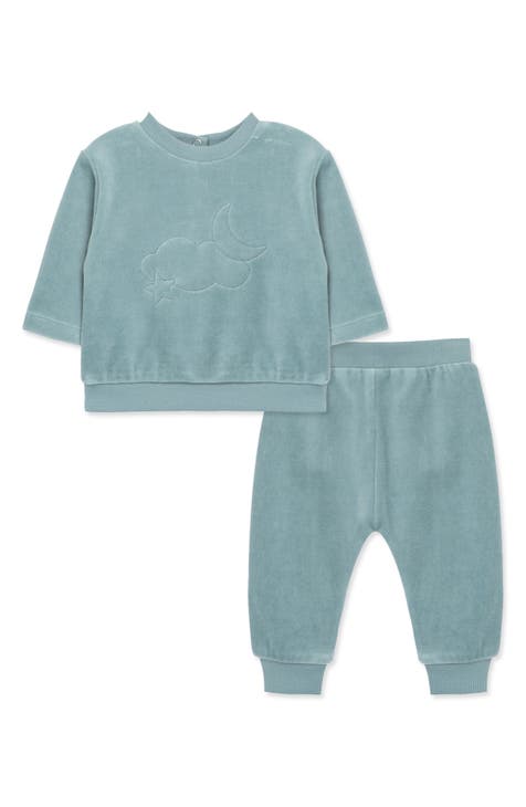 Conjunto de sudadera y pantalón de terciopelo celestial (bebé 3m-9m)