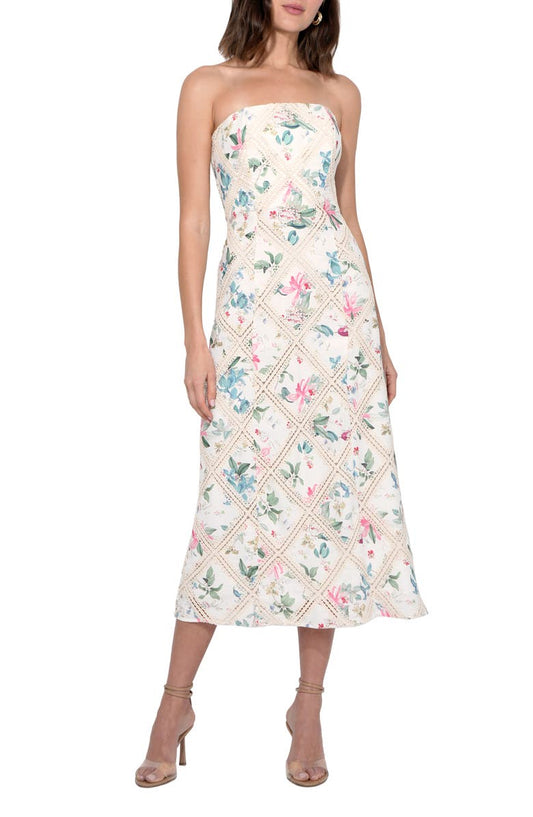 Manon Lace Inset Strapless Midi Sundress