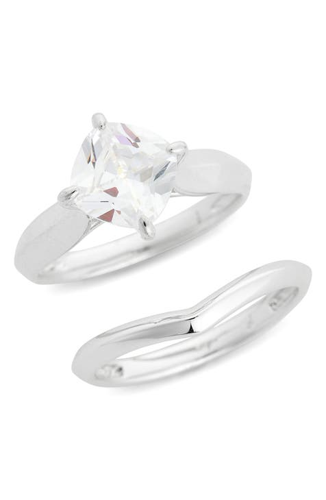 Juego de 2 anillos ilusión con circonitas cúbicas