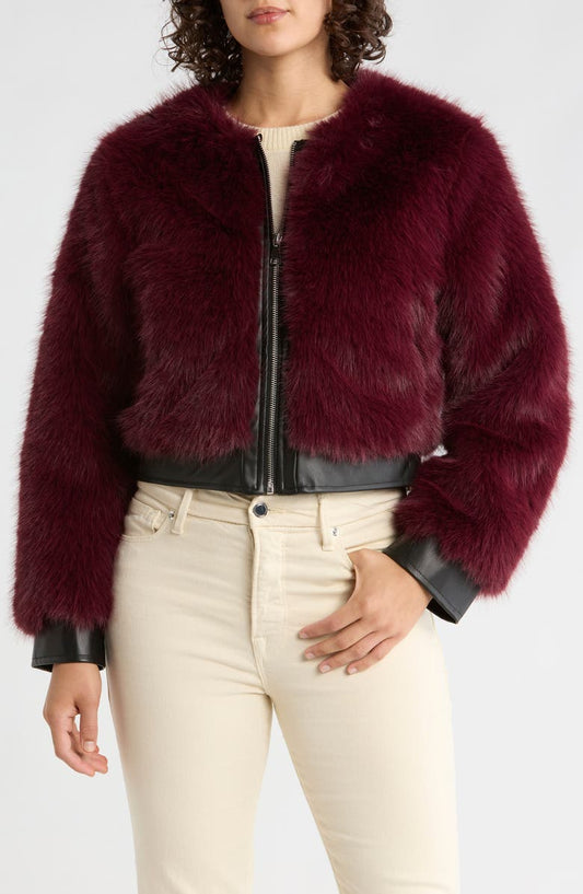 Mixed Media Crop Jacket