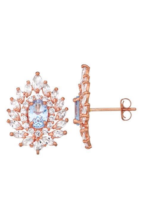 10K Rose Gold & Lab-Grown Stone Stud Earrings