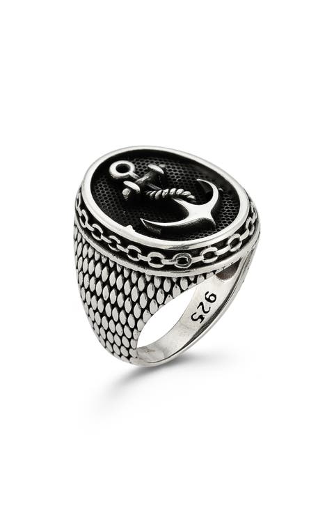 Men's Anchor Signet Ring