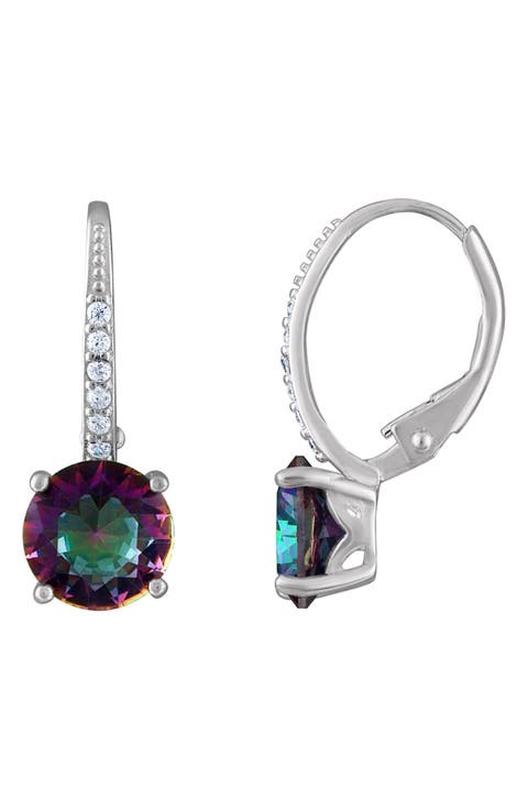 Rainbow Cubic Zirconia Leverback Earrings