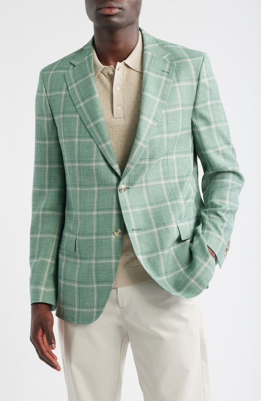 Hyperlight Soft Plaid Wool & Silk Blend Sport Coat (Regular & Big)