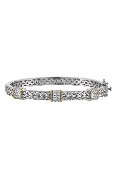 Two-Tone Cubic Zirconia Bangle Bracelet