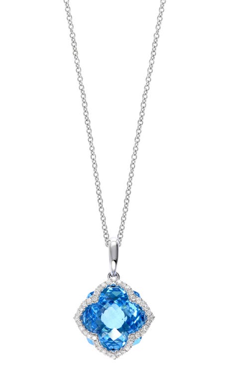 Diamond & Blue Topaz Pendant Necklace
