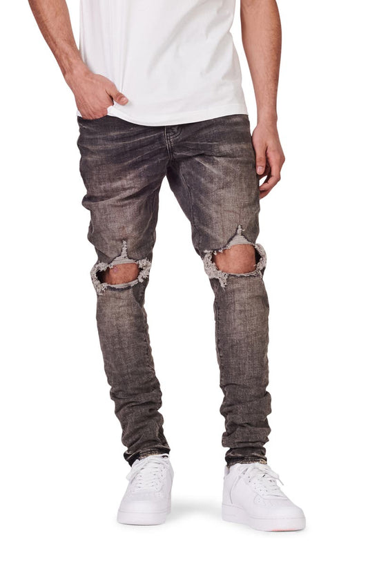 Ripped Stretch Skinny Jeans (Grey Dirty Resin Blowout)