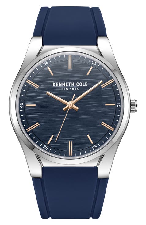 Reloj de cuarzo con tres manecillas y correa de silicona, 44 mm