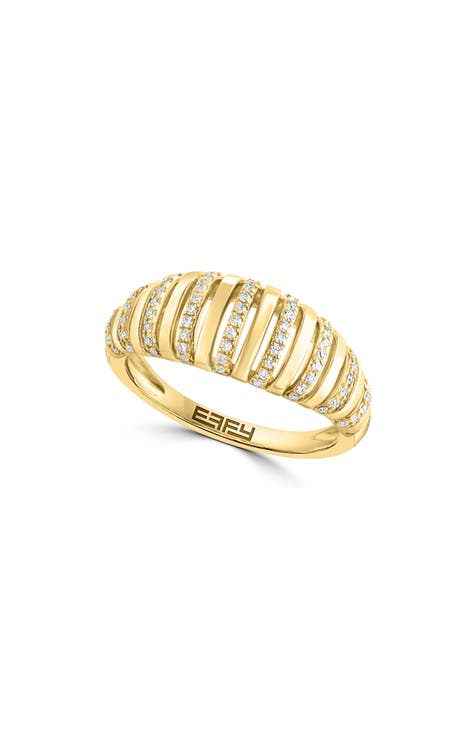 Anillo enjaulado de diamantes de oro amarillo de 14 quilates - 0,22 ct.
