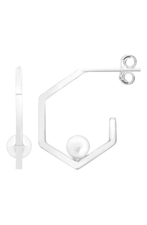 Sterling Silver Hexagon Hoop Earrings