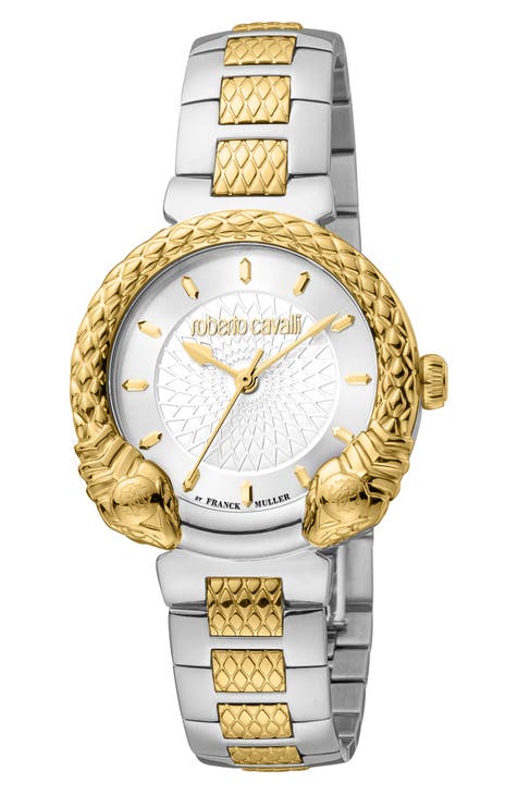 Reloj de pulsera de cuarzo suizo bicolor, 32 mm