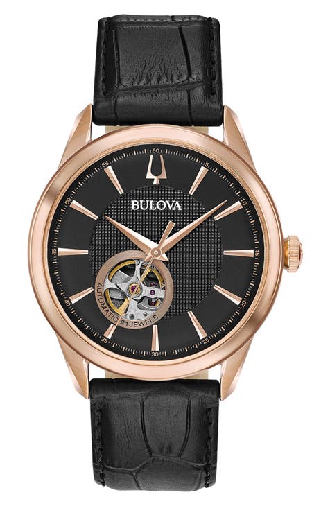 Reloj de piel con relieve de cocodrilo de la colección Classic Automatic, 41 mm