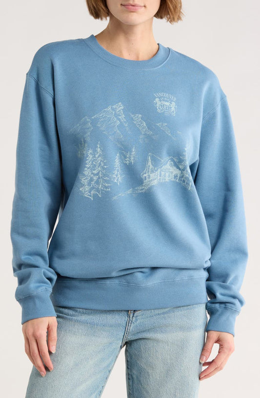 Vancouver Mountain Scene Graphic Sweatshirt