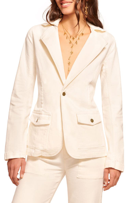 Lia Notch Lapel Cotton Blend Blazer