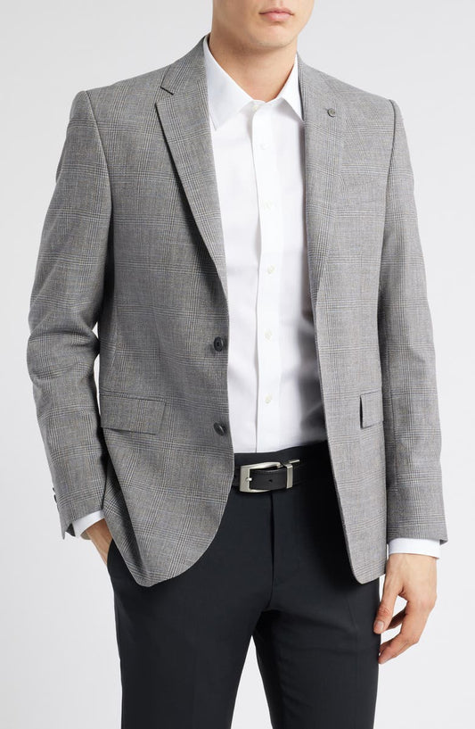 Ross Slim Fit Glen Plaid Wool & Cotton Blend Sport Coat