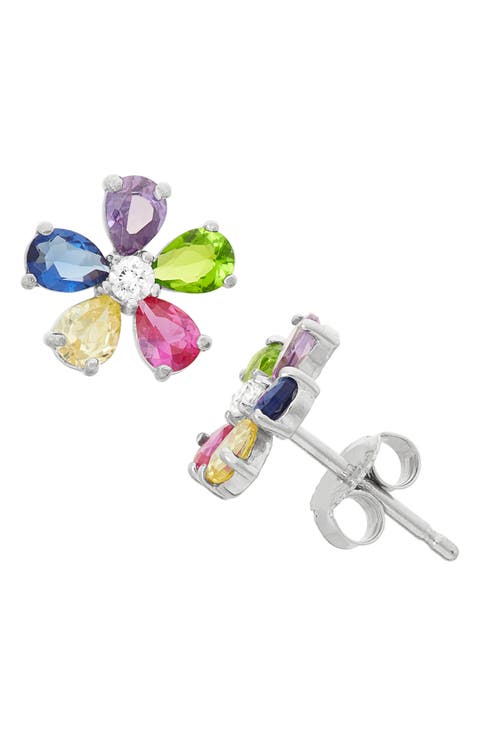 CZ Flower Stud Earrings