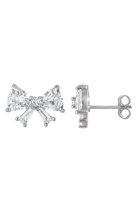 Sterling Silver & Cubic Zirconia Bow Stud Earrings
