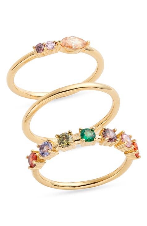 Juego de 3 anillos de circonita Demi Fine