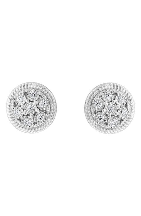 Sterling Silver Round Diamond Stud Earrings - 0.09 ctw.