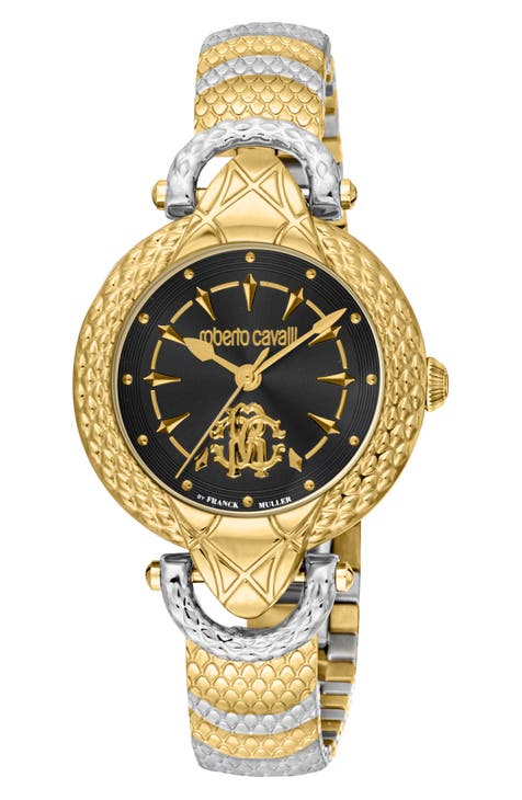 Reloj de pulsera de cuarzo de acero inoxidable bicolor, 32 mm