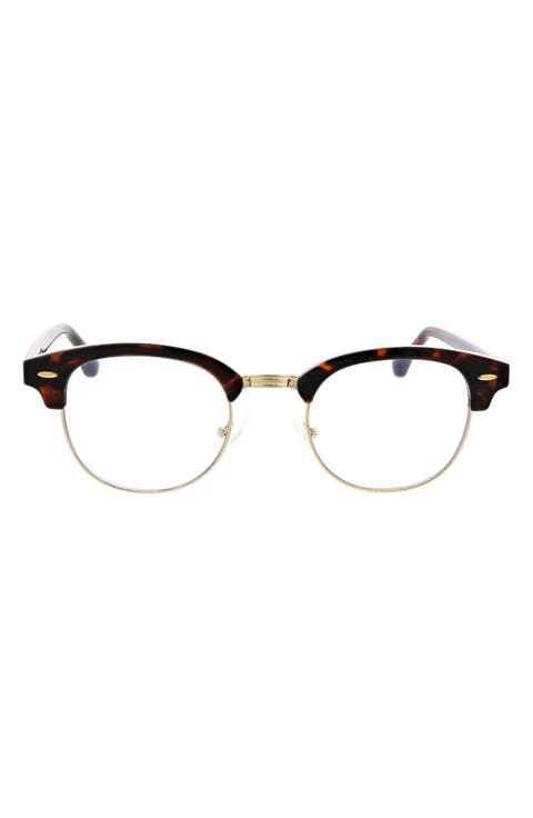 49mm Retro Half Rim Blue Light Blocking Reading Glasses