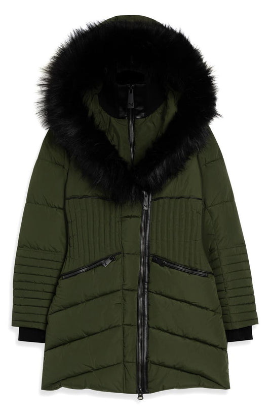 Gigi Vegan Faux Fur Trim Quilted Parka