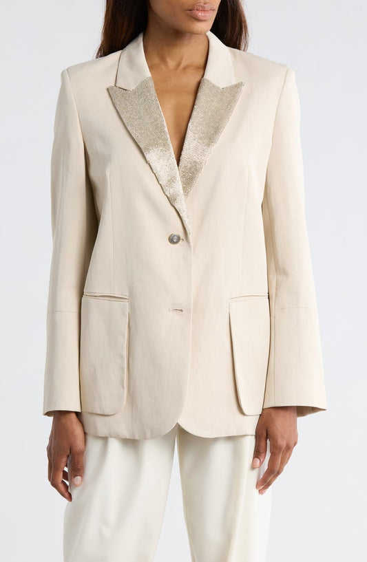 Sweet Pea Beaded Lapel Blazer