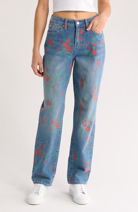 Jeans rectos de jacquard