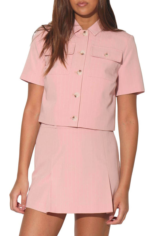 Deena Pinstripe Shirt Jacket