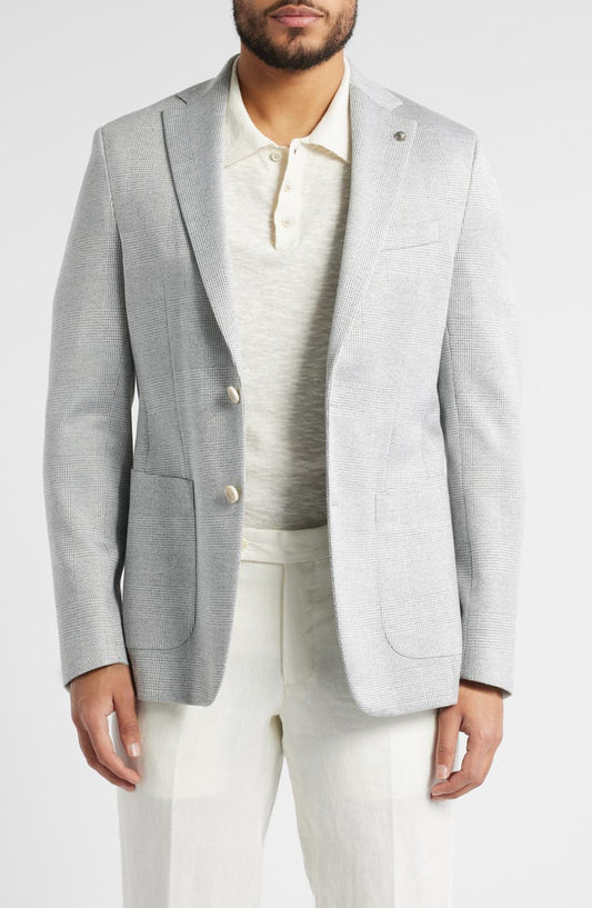 Hampton Glen Plaid Knit Cotton & Silk Blend Sport Coat
