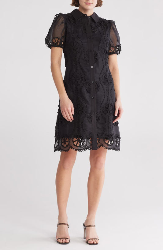 Brynn Floral Embroidered Puff Sleeve Shirtdress