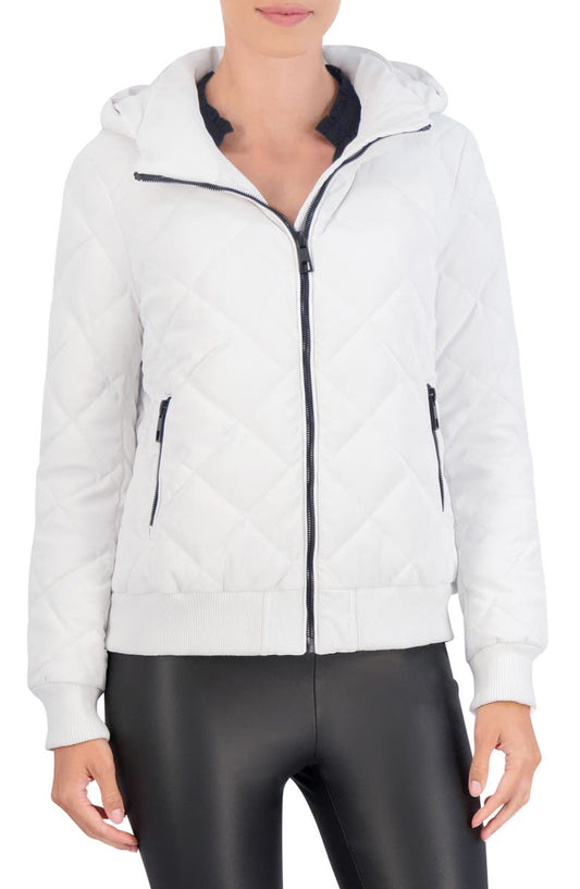 Water Resistant Hooded Quilted Bomber Jacket